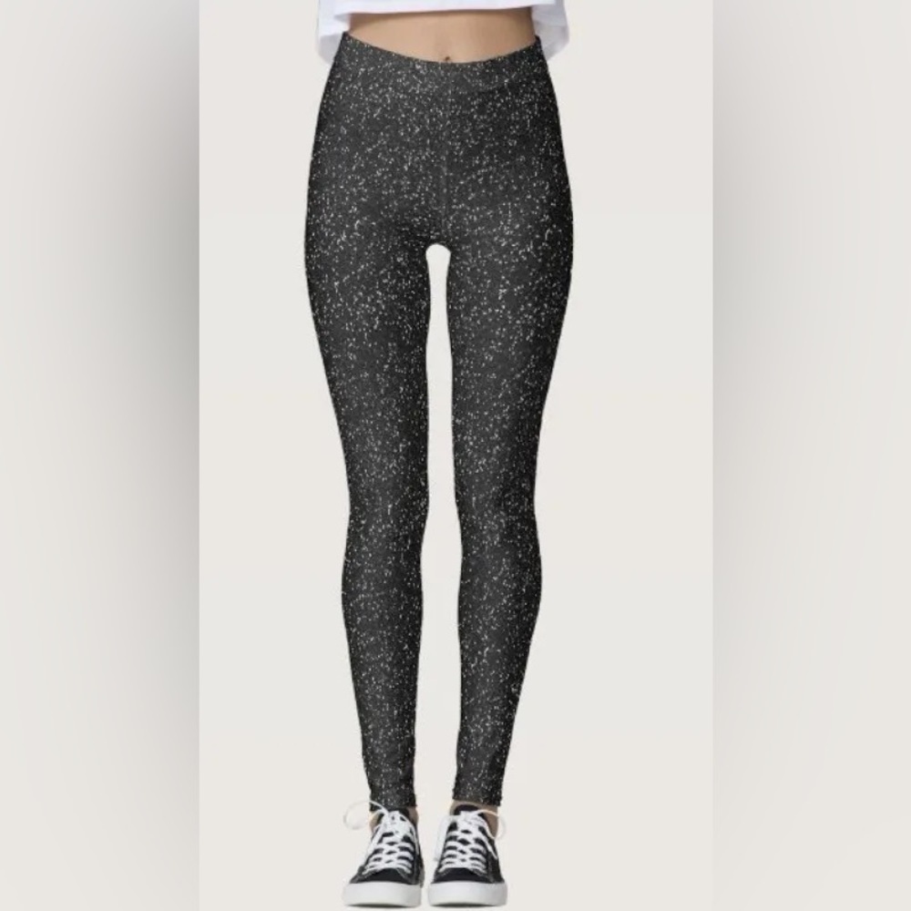 One 5 One Women's High Waist Metallic Faux Glitter Legging Size Small to Medium